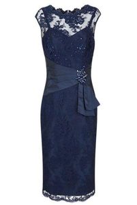 Dark Navy Blue Knee Longueur Mère de la mariée Robes pour la fête de mariage Mère du marié Robes2034446