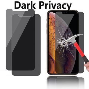 Dark Privacy Tempered Glass Screen Protector für neues iPhone 15 14 13 12 Pro Max 7 8 plus XR XS Max mit Pack Anti-Spy Protect Film