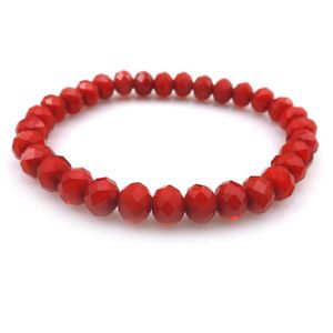 Bracelet en cristal à facettes rouge foncé 8 mm Bracelet en cristal pour femmes bracelets extensibles de style simple 20pcs lot entier2718