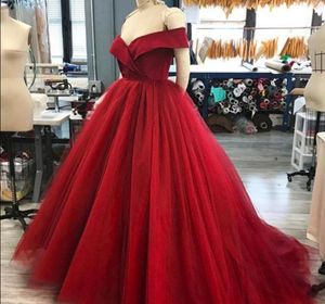Donkere rode bal jurk avondjurken uit schouder satijn tule op maat gemaakte elegante avondjurken formele avondjurken formele kleding1892362