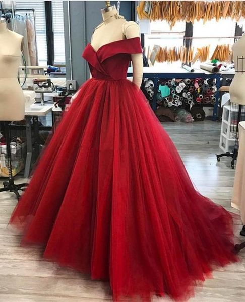 Robe de bal rouge foncé Quinceanera, Design Simple, épaules dénudées, nouvelles robes formelles sur mesure