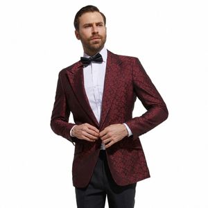 Donkerrood Jacquard Custom Prom Suit Jacket Fi Blazer Slim Fit Tailor Made Wedding Suit Jacket Veste Homme Costume Sur Mesure o4Wj#