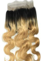 Root Dark Root Two Tone Ombre 360 ​​Lace Frontal Close Body Wave T1B 27 99J Couleur blonde Peruvienne Vierge Pré-cueilleuse 3605407717