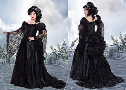 Donkere rozen Bustle Ball Gown Prom Dresses Couture Dark Fantasy Medieval Renaissance Victoriaanse Fusion Gothic Evening Masquerade Cors7094550