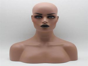 Busto de maniquí de maniquí de fibra de vidrio negro de piel oscura para joyas de peluca de encaje y sombrero 213Y7811872