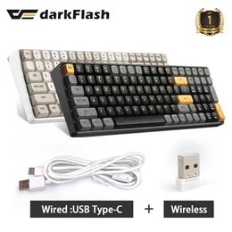 Clavier mécanique Darkflash GD100 2.4G 100 touches rechargeable clavier de jeu filaire sans fil et type-c HKD230808