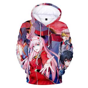 Darling dans le Franxx 3D Print Sweats à capuche Anime Girl zéro Zero Deux Sweatshirt Mode Hommes Femmes Hoodie Harajuku Cosplay Cosplay Tops Coat Unisexe Y0804