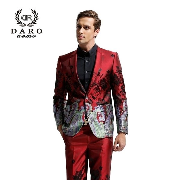 DARO Mens Blazer Costume Slim Casual Veste Pantalon Mariages Fêtes Costume de style chinois DR8828 201106