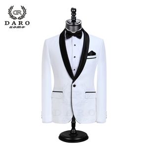 Daro Hommes costume Mariage Groom Tuxedo Blazer Nouveau Style Slim Fit Jacket Pant 2 pièces Blanc Blue Robe bleue adaptée DR8858 201123