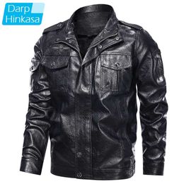 DARPHINKASA MenCasual Moto PU Veste En Cuir Hommes Mode Manteau En Cuir Rétro Chaud Veste En Cuir Hommes Marque Vêtements 5XL 211119