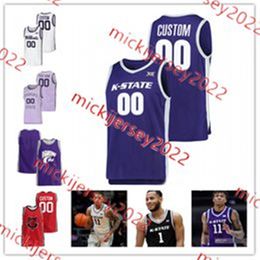 Darrin Ames Maillot de basket-ball des Wildcats de l'État du Kansas Dorian Finister Ques Glover R.J. Jones Arthur Kaluma Taymont Lindsey Will McNair Jr. Maillots de l'État du Kansas cousus