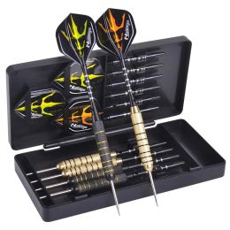 Fléchettes 21G Darts professionnels 6 PC Affiche en acier Darts Ensemble avec des vols supplémentaires Arbres en aluminium Casque Orings Tool Shower