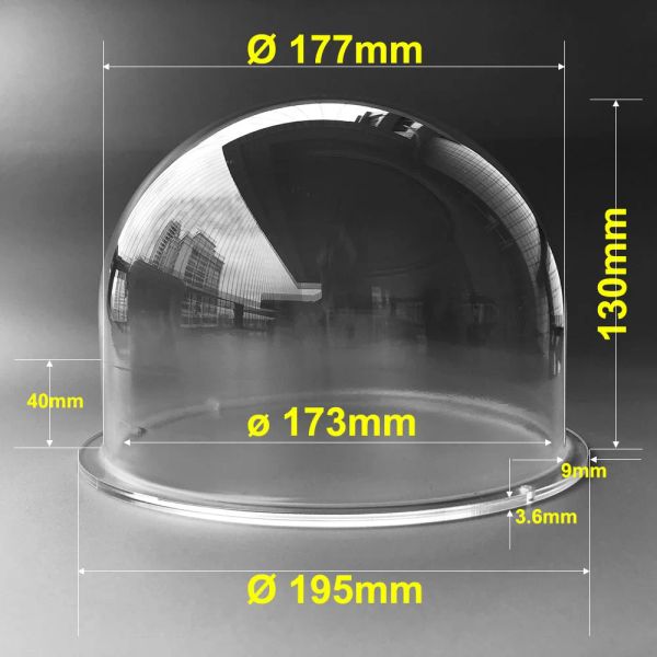 Darts 7.6 pulgadas 195x130 mm acrílico de la bola transparente Vigilancia SEGURIDAD CCTV Camera de cámaras Domina alojamiento de la carcasa del hemisferio