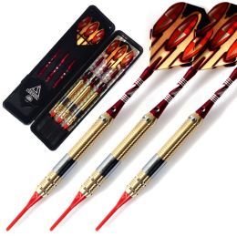 Darts Cuesoul 3pcs kleurrijke zachte tip darts ingesteld met gouden 16 gram vaten, rode aluminium dartschachten voor dardos elektronico