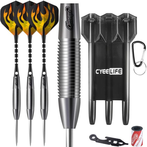 Fléchettes Cyeerife 21/23/26/28/30G 90% Tungstten Step Tip Darts Set Professional avec boîtier de transport, outil + arbres en aluminium + aiguillon