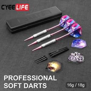 Darts cyeelife professional 16/18 gram zachte tip darts ingesteld met extra plastic tips voor elektronische dartboard -accessoires