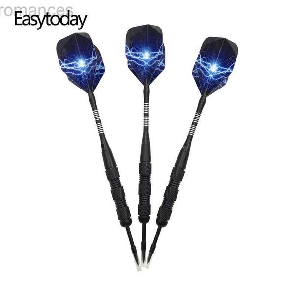 Fléchettes Easytoday 3 pièces/ensemble fléchettes à pointe en acier Standard baril de fléchettes en métal professionnel arbres en aluminium noir jeu de jeux de fléchettes 24327