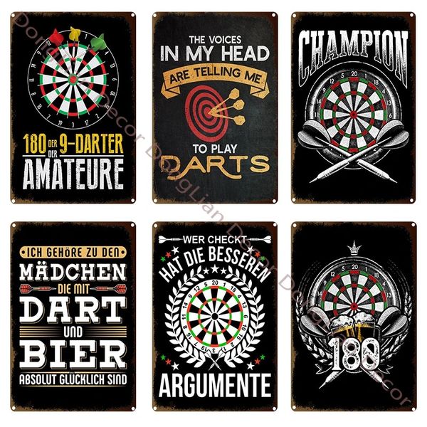 Jeu de fléchettes peinture artistique signe en étain Bullseye affiche en métal art mural moderne plaque de fer Bar Club café casino salle de jeux maison décor personnalisé taille 30X20 cm w02