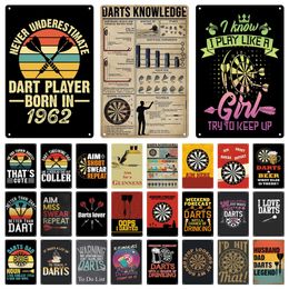 Fléchettes Knowledge Dart Board Play Darts Game Vintage Tin Sign Metal Plaque Retro Affiche Garage Man Cave Room Home Home Wall Decor Gift