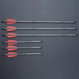 Darts toparchery 6/12/24 stcs koolstof kruisboog pijl 7,5/15 inch met 2 stks rode plastic veren jachtpijlen voor jagen op buiten