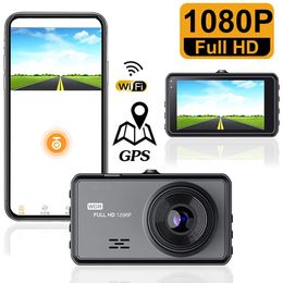 Dash Cam Dual Lens 1080P Full HD Rijden Videorecorder GPS WiFi Auto DVR Voertuigcamera Nachtzicht Parkeermonitor Black Box