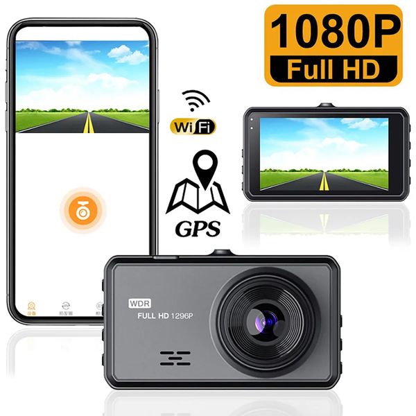 Dash Cam double objectif 1080P Full HD enregistreur vidéo de conduite GPS WiFi voiture DVR véhicule caméra Vision nocturne moniteur de stationnement boîte noire