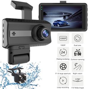 Dash Cam Dual Lens CAR DVR 1080P UHD NAAR OPMERKING CAURECADE DVR NACHT VISIE WDR Ingebouwde G-Sensor Motion Detectie 24 uur Parkeermonitor