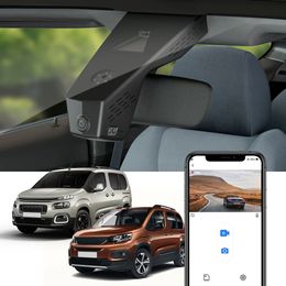 Dashcamera voor Citroen Berlingo en Peugeot Rifter 2018-2023 HONSOOEE 4K UHD DASHCAM WIFI Connection App Control CAR DVR