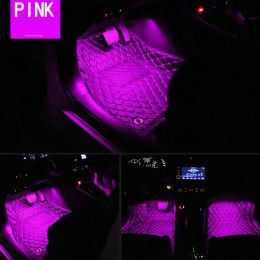 Dash Floor Foot Strip Lights Cigarette Lighter Adaptateur 9 LED 4 en 1 voiture Interior Atmosphère Lights Auto Decorative Lampe