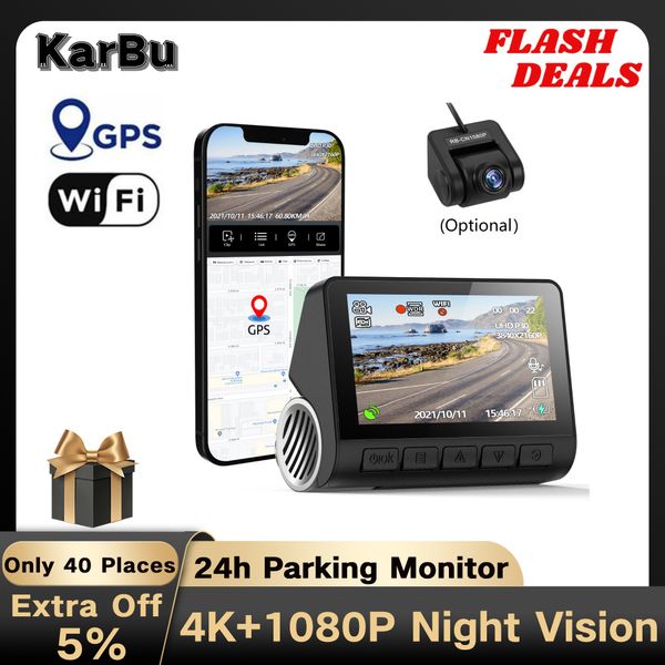 DASHCAM 4K GPS WiFi 24H Moniteur de stationnement CAM DES TIGH POUR CAME CAMIN CAMER