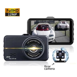 Dashcam FHD 1296P voiture DVR 3 pouces vue arrière enregistrement en boucle capteur G double objectif caméra automatique enregistreur caméscope enregistreur vidéo