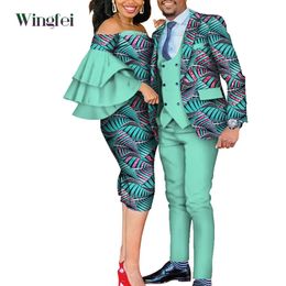 Dashiki amoureux africains costume vêtements de fête mari et femme costume vêtements africains pour couple hommes et femmes 2 pièces ensemble Wyq677 240304