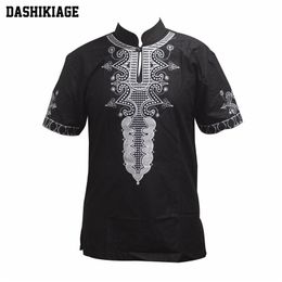 Dashikiage Afrikaanse 4 kleuren katoen Dashiki Geborduurd Traditioneel Shirt Unisex Nigeriaanse Native Ankara Top 210324