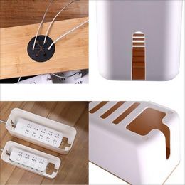 Boîte de stockage de câble de données de style japonais en bois de charge de chargement de chargement de bureau Gérer l'organisateur de sobet de chargeur anti-poussière anti-poussière