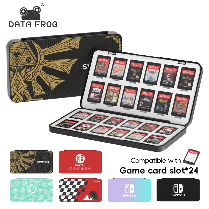 Data Frog Switch Holder de cartões para Nintendo Switch Caixa de capa de armazenamento da caixa de armazenamento Caixa de jogo para Nintendo Switch OLED Caixa de cartucho 24 em 1