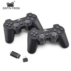 Data Frog Juego inalámbrico Android Teléfono móvil 2.4G Joystick Gamepad PC Controlador dual