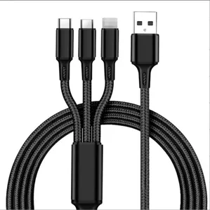 Ligne de données Câbles 3 en 1 Pour Android ios Type-c Téléphone portable Multi-fonction Usb One Draging Three Datas Charge Cable Line Core avec pp package