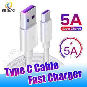 Câbles USB de Type C ultra rapides 5A, synchronisation de données, câble de chargeur rapide, ligne de cordon pour iPhone 15 Samsung Huawei izeso