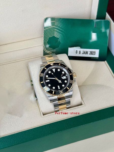 Fecha 41 mm Cerámica Dos tonos Oro Negro Reloj 126613 LN B + Pw-Marca de moda reloj automático de zafiro impermeable para hombres