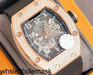 Date Richamill Luxury Watch Mens Mécanique RMS010 Brand Full Diamond Automatic AutoFroping Swiss Movie Mouvement de bracelets