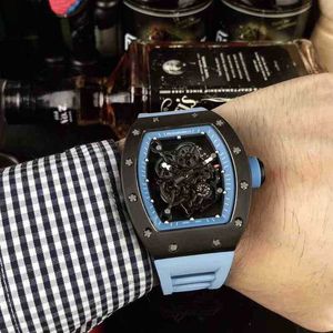 Datum Richamill Luxury horloges voor herenmechanisch horloge RMS055 Zwitserse automatische beweging Sapphire Mirror Rubber Strap merkontwerper Sport polsWatch