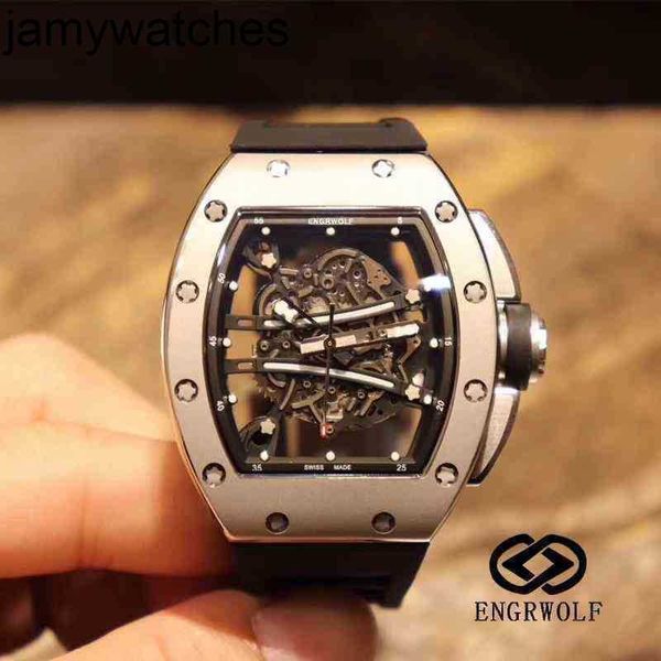 Fecha Richardmill Luxury Watch Mens Mechanical Wallwatch Barrel RMS61-01 Serie 2824 Men de cinta negra de titanio automático
