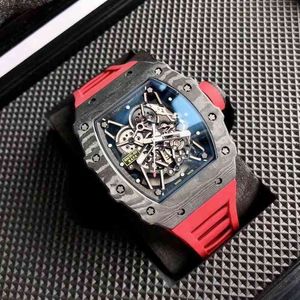 Datum Watch Richamill Luxury polshorloge Business Leisure RMS3502 Automatisch mechanisch horloge koolstofvezel shell uitgehold tape mannen horloges