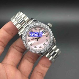 DateJust Horloges Diamond Mark Roze Shell Wijzerplaat Vrouwen Roestvrij Horloges Dames Automatische Horloge Valentijnsdag Cadeau 32mm211c