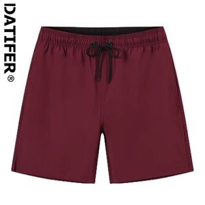Datifer Summer Mens Shorts Color Color Gym Mesh douner avec fermeture à glissière plage rapide bermudas de maillot de bain masculin 240407
