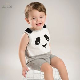 Dave Bella Baby Raiper Boy Panda Bodys imprimé Bodys Nés Costume Costume Spring Summer Clothes Toddler Coins de combinaison DB2223370 240416