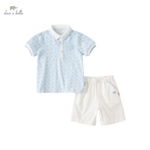 Dave Bella Boys Suits Summer Childrens Polo Shirt Shorts College Style Twopeage Suit DB2221811 240515