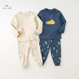 Dave Bella Kinderpyjama voor jongens Herfst Winter Mode Casual Katoen Comfortabel Print Schattig Tweedelig DB4237176 240115