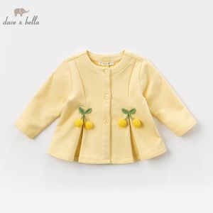 dave bella printemps bébé filles mignon appliques de fruits manteau enfants tops mode infantile bambin survêtement LJ201125