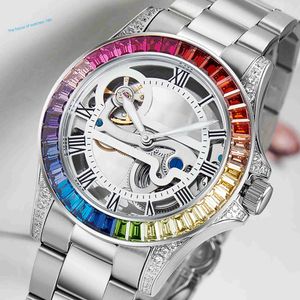 Davena 61609 montres en diamant hommes de luxe 5A CZ montre multicolore montres en diamant hommes de luxe